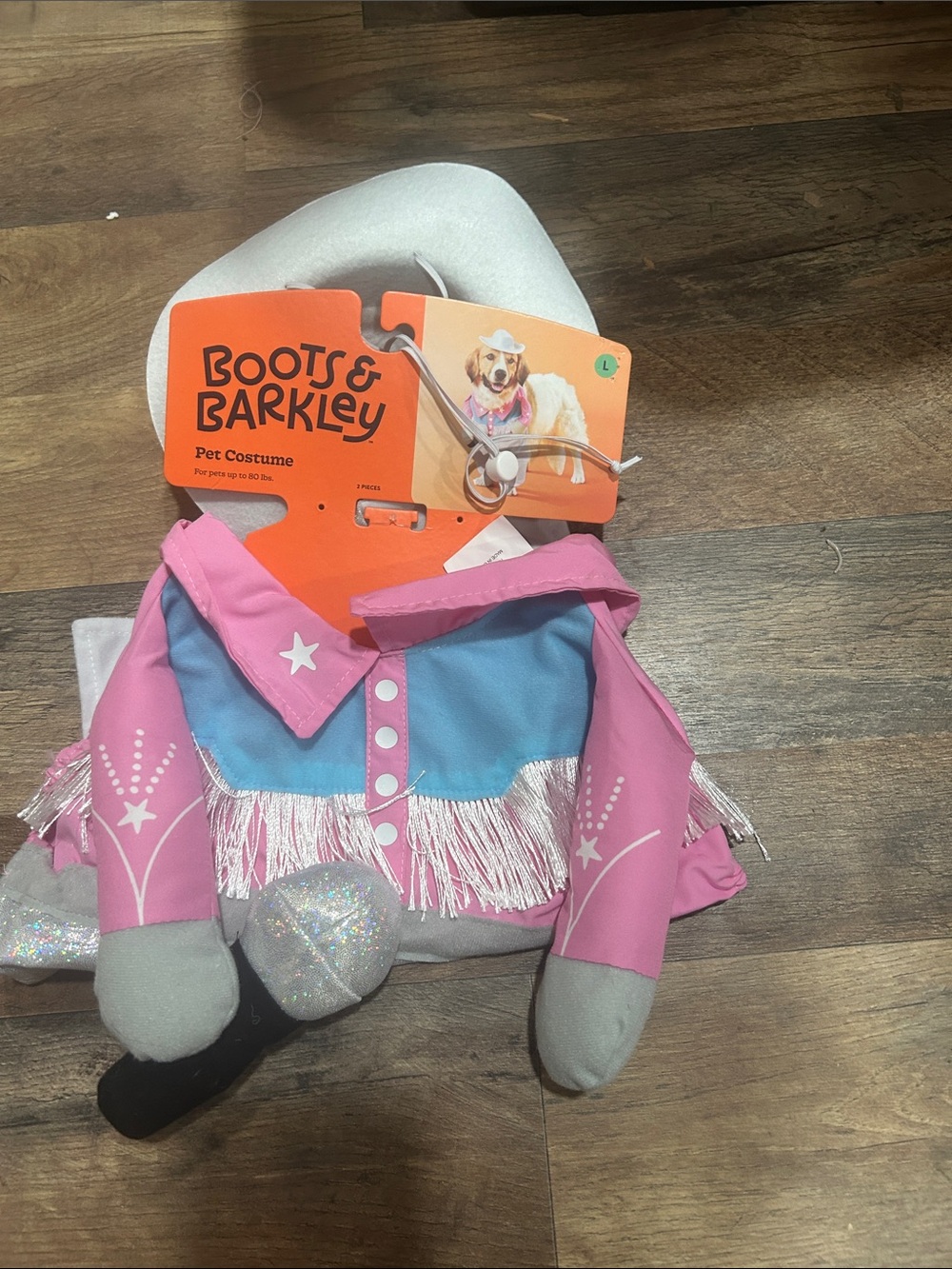 Boots & Barkley Pink and Blue Cowgirl Pet Outfit with Fringe Sz Large